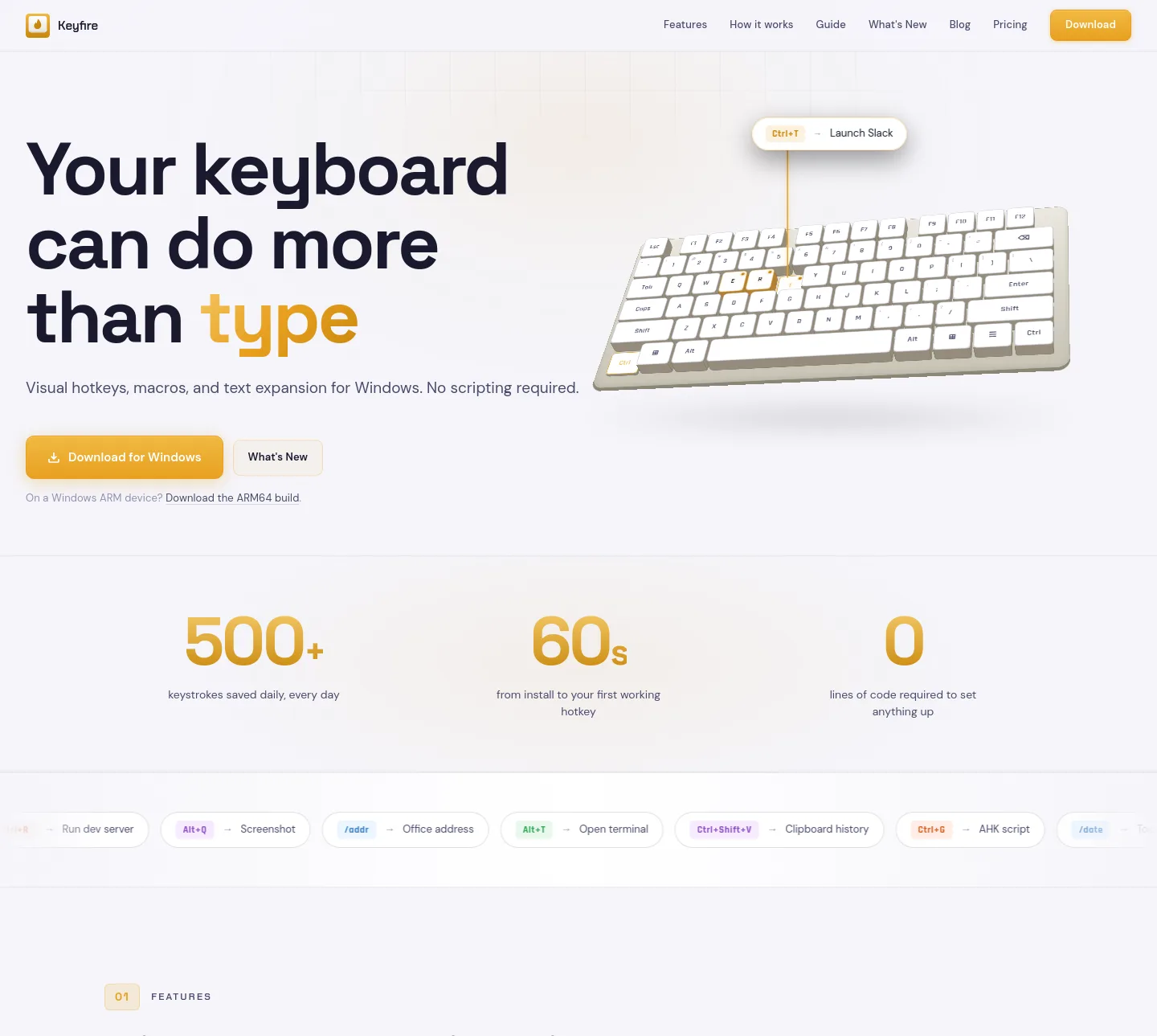 keyfire.app Hero section