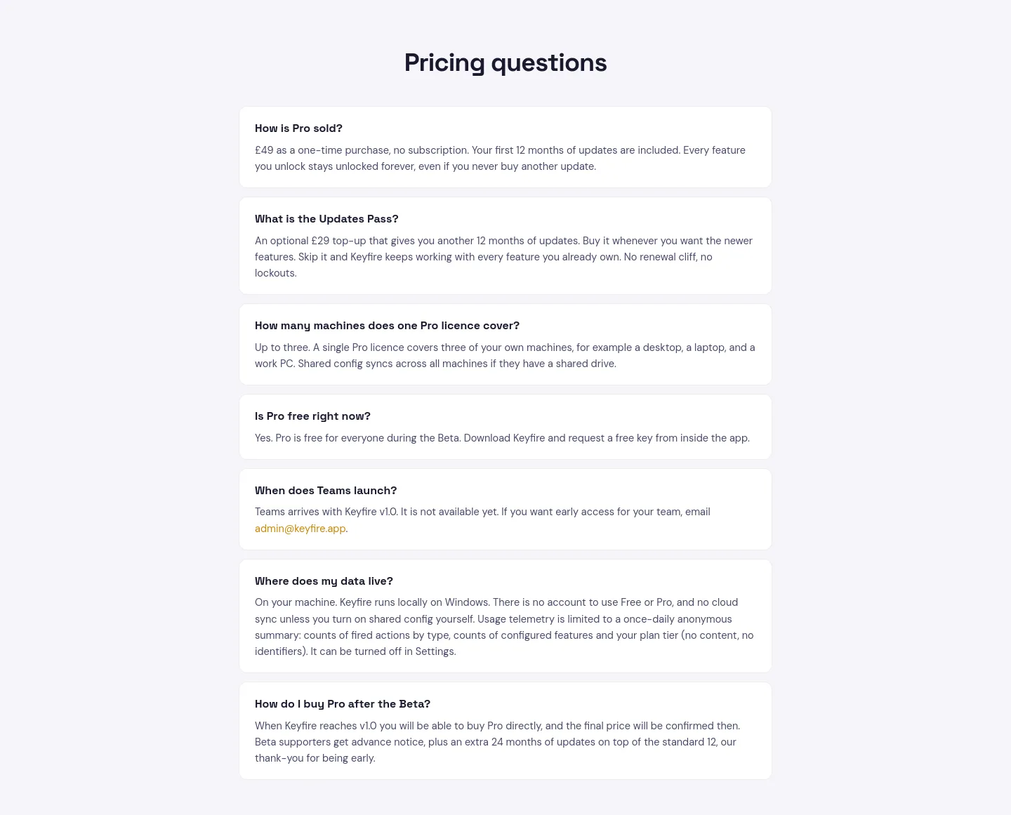 keyfire.app — Features