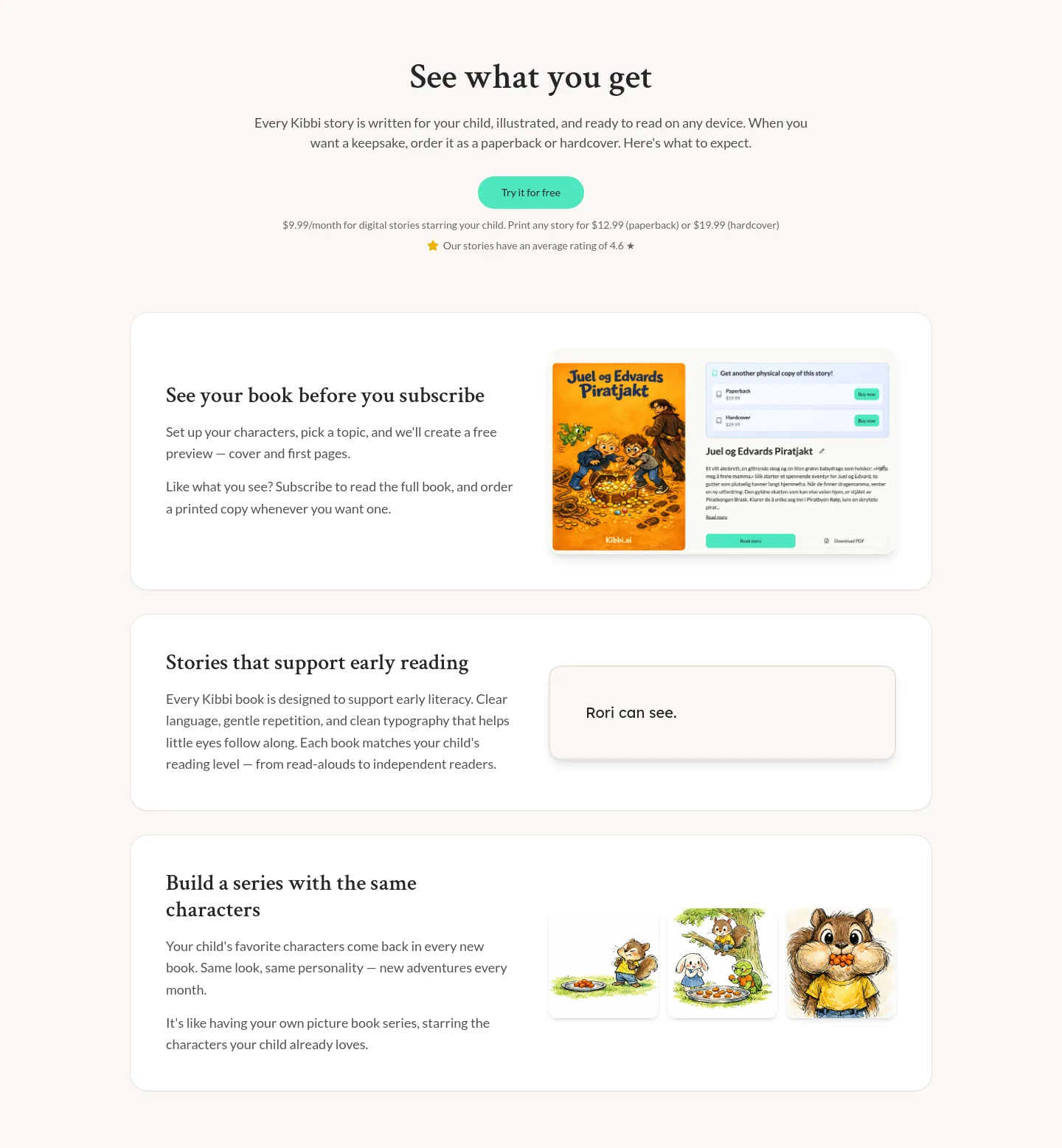 kibbi.ai — a real Pricing section