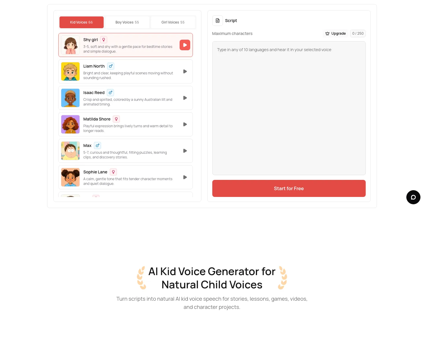 kid-voices-ai.com — Hero