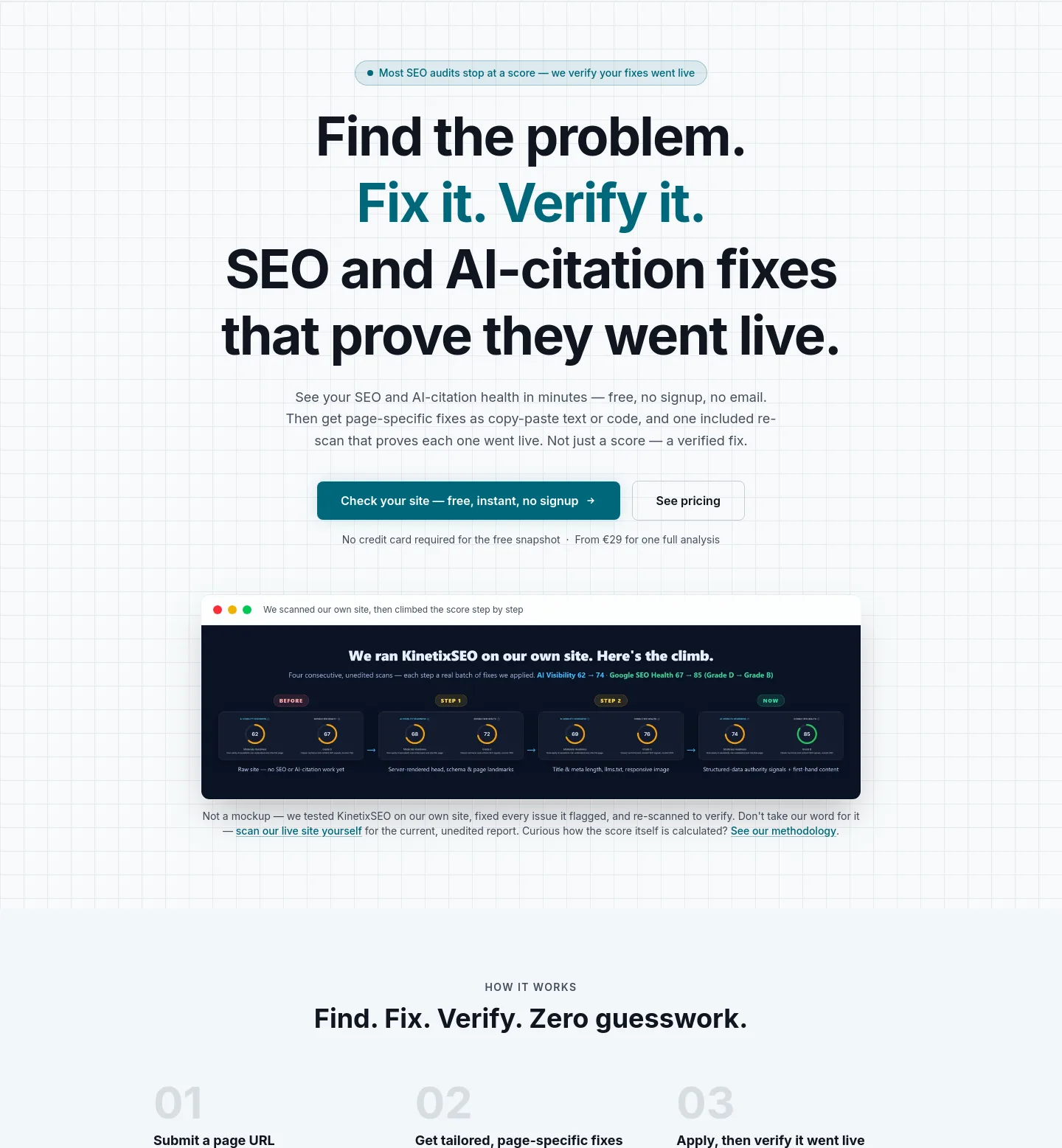 kinetixseo.com Hero section