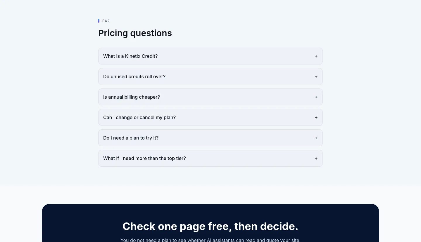 kinetixseo.com FAQ section