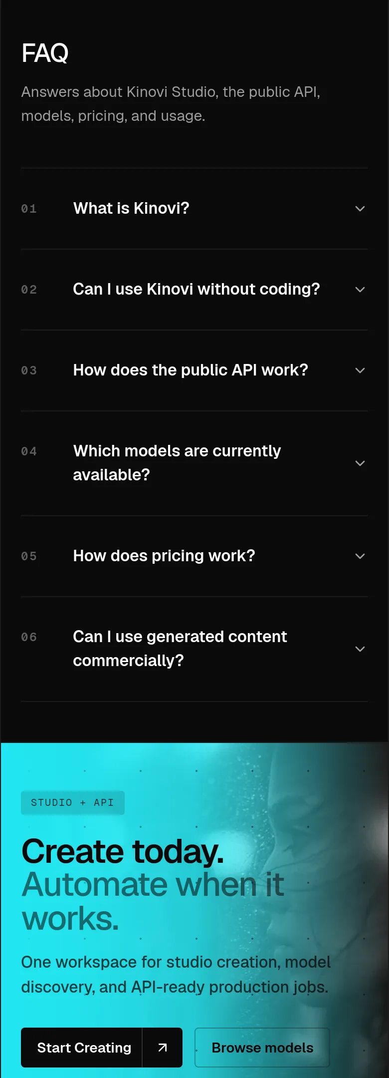 kinovi.ai FAQ section