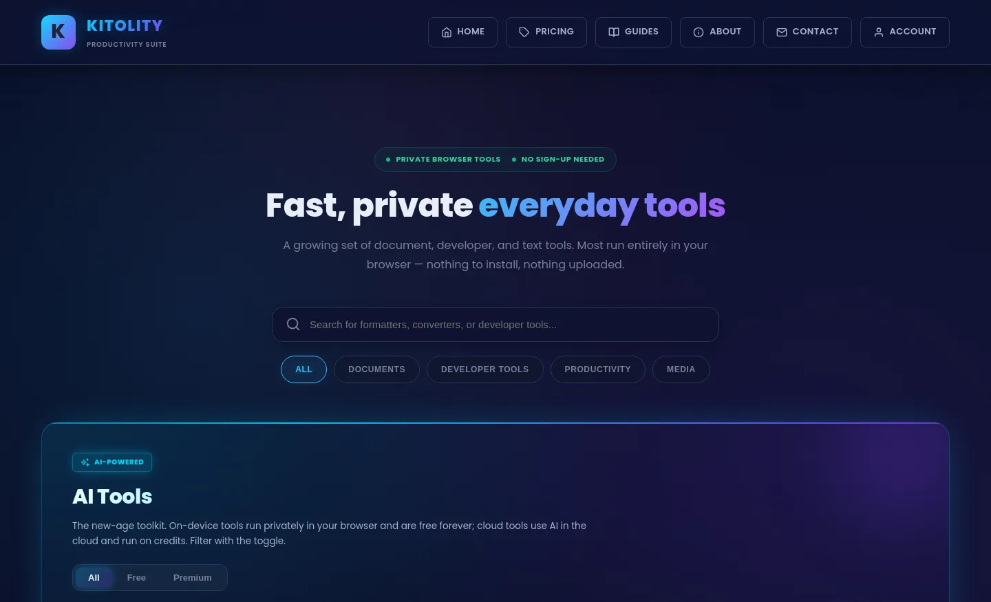 kitolity.com — a measured funnel
