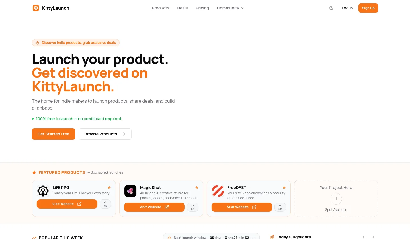 kittylaunch.com — a measured funnel