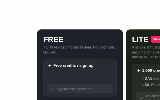 No credit card element from klingvideo.app