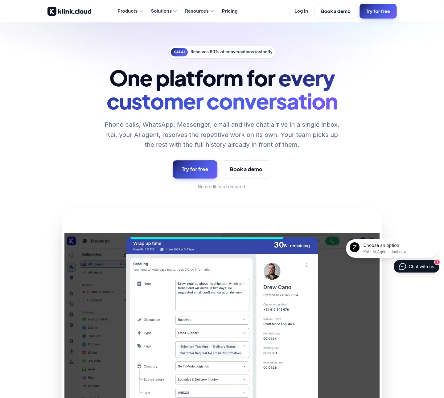 klink.cloud — a measured funnel