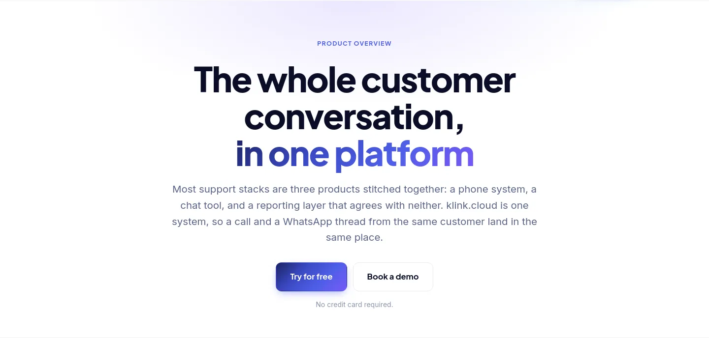 klink.cloud Hero section