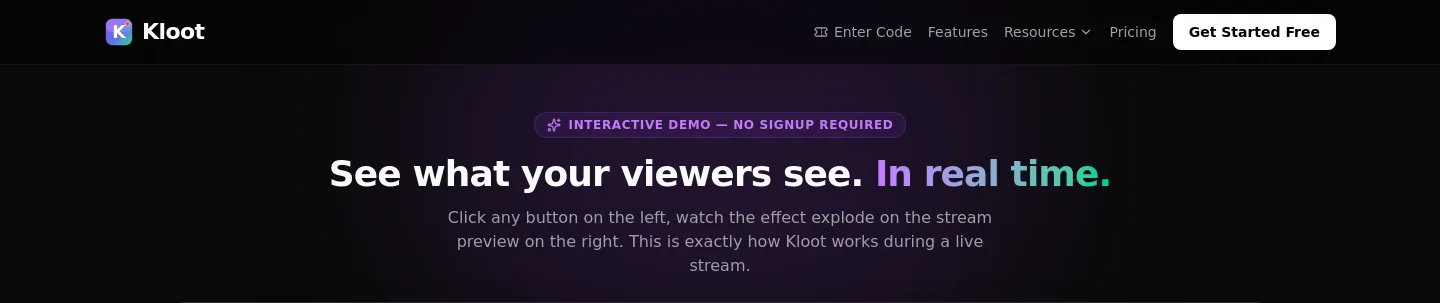 kloot.gg — a real Hero section