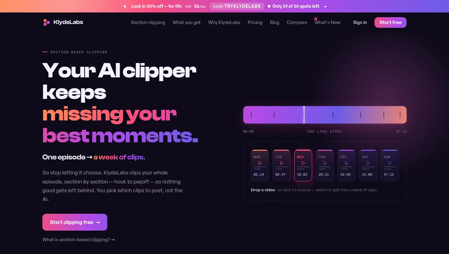 klydelabs.app — a measured funnel