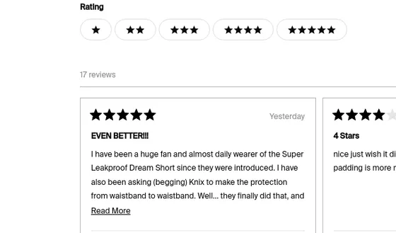 Rating element from knix.com
