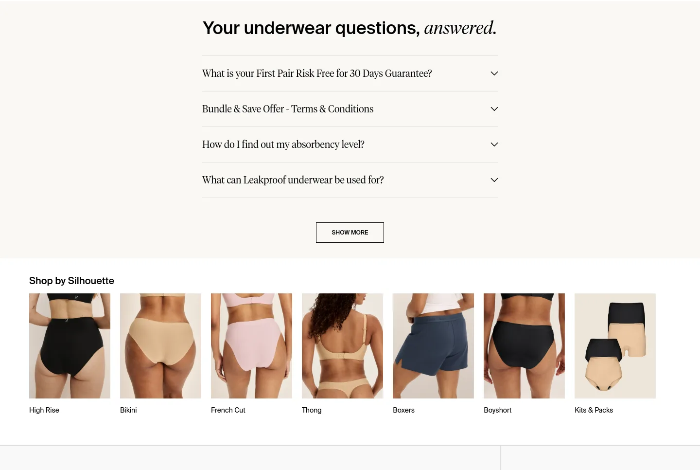 knix.com — a real FAQ section