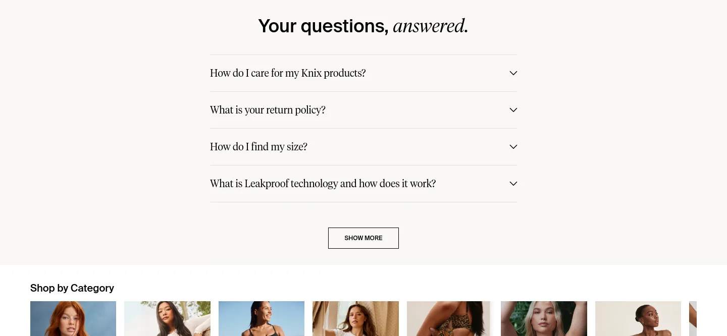knix.com FAQ section