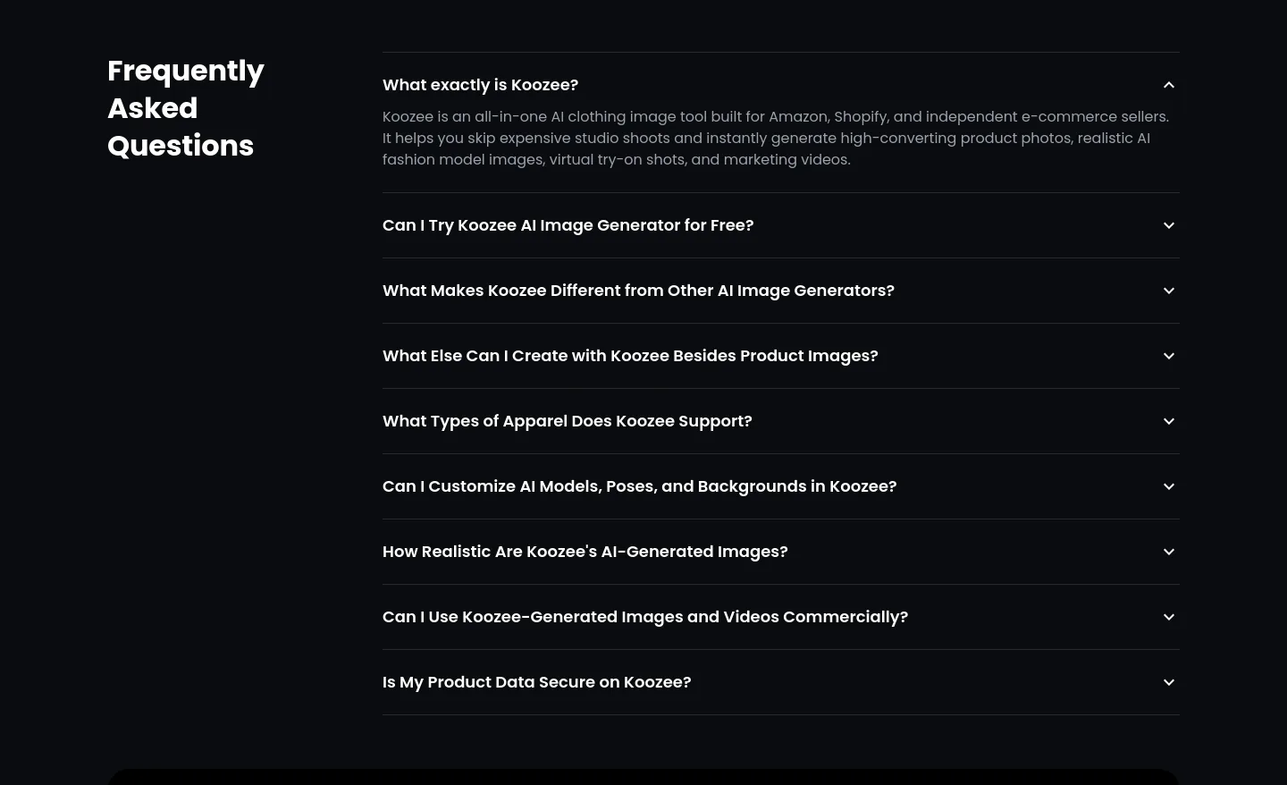 koozee.ai FAQ section