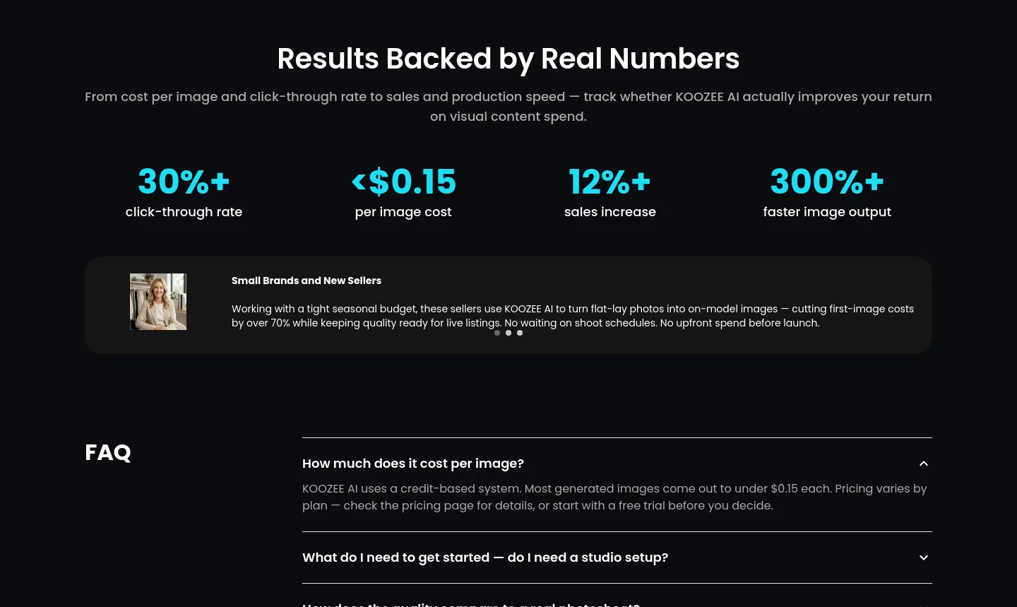 koozee.ai — a real Logo Wall section