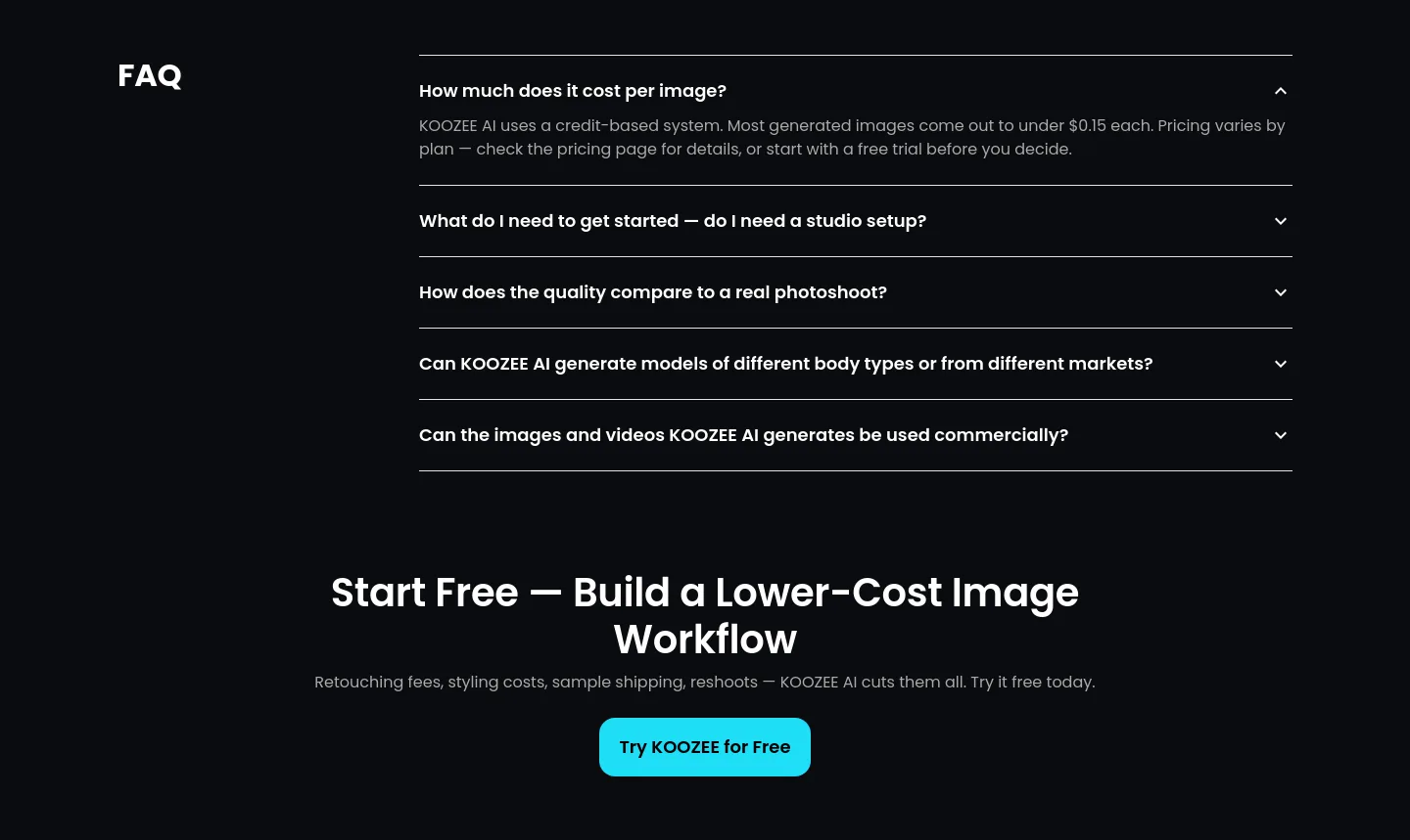koozee.ai FAQ section