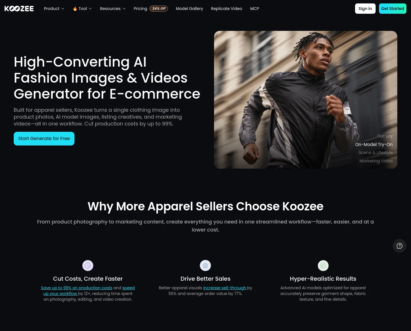koozee.ai — a measured funnel