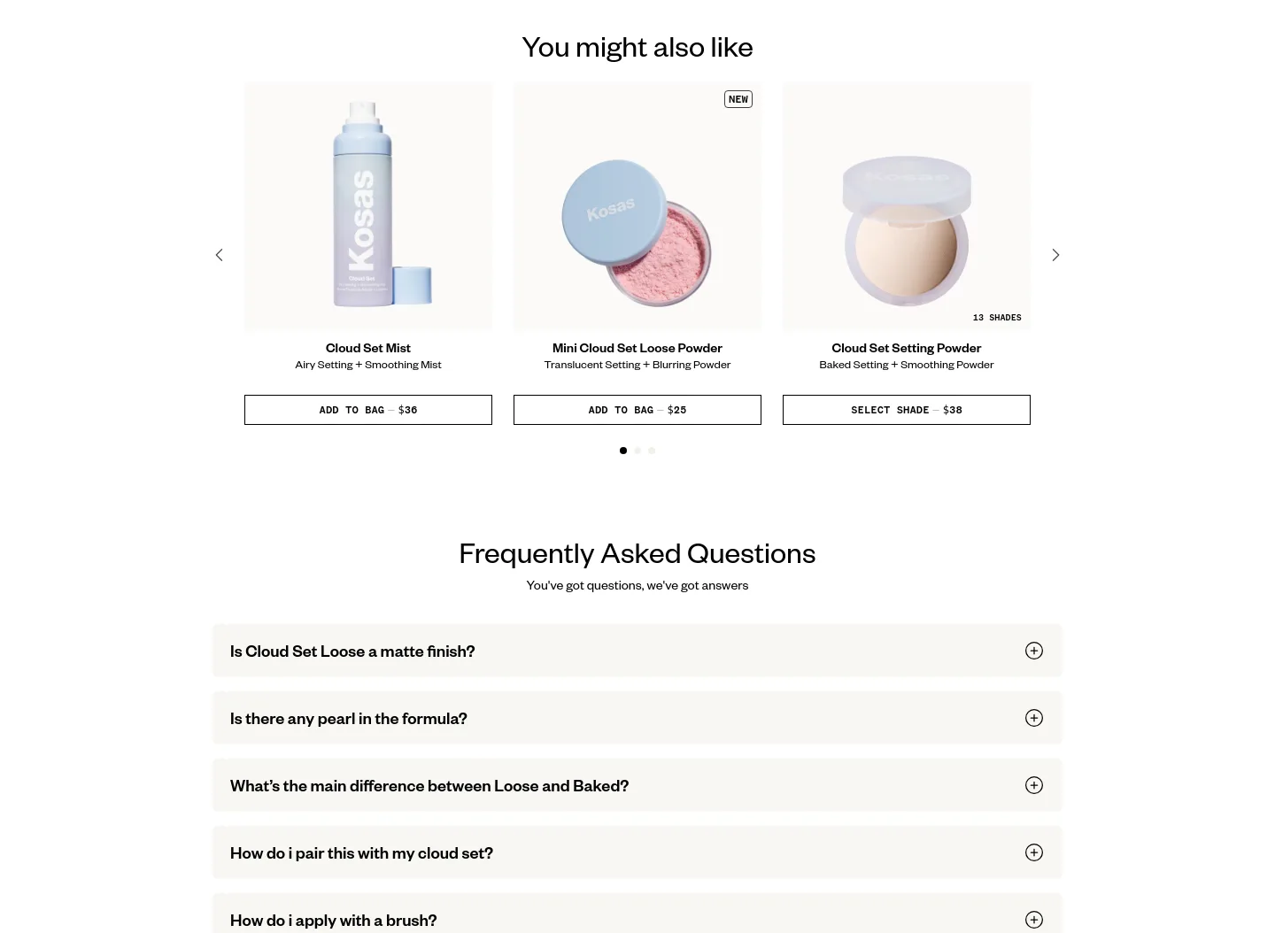 kosas.com — a real Pricing section