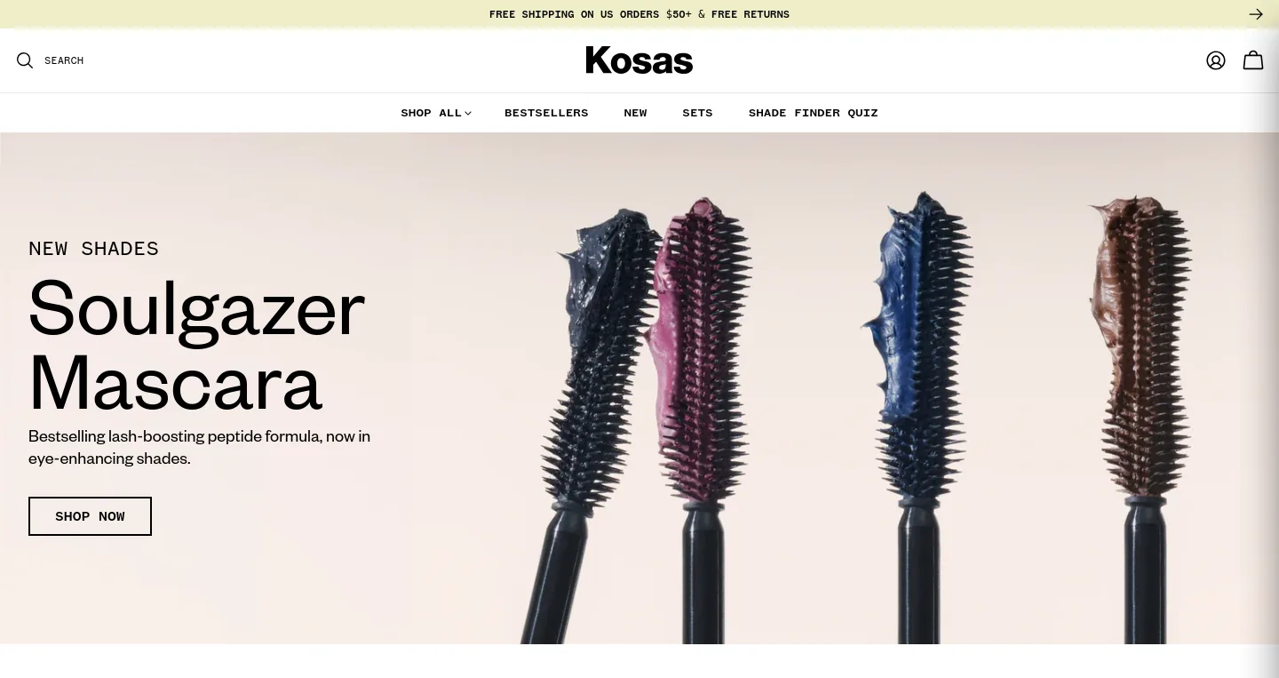 kosas.com — a measured funnel