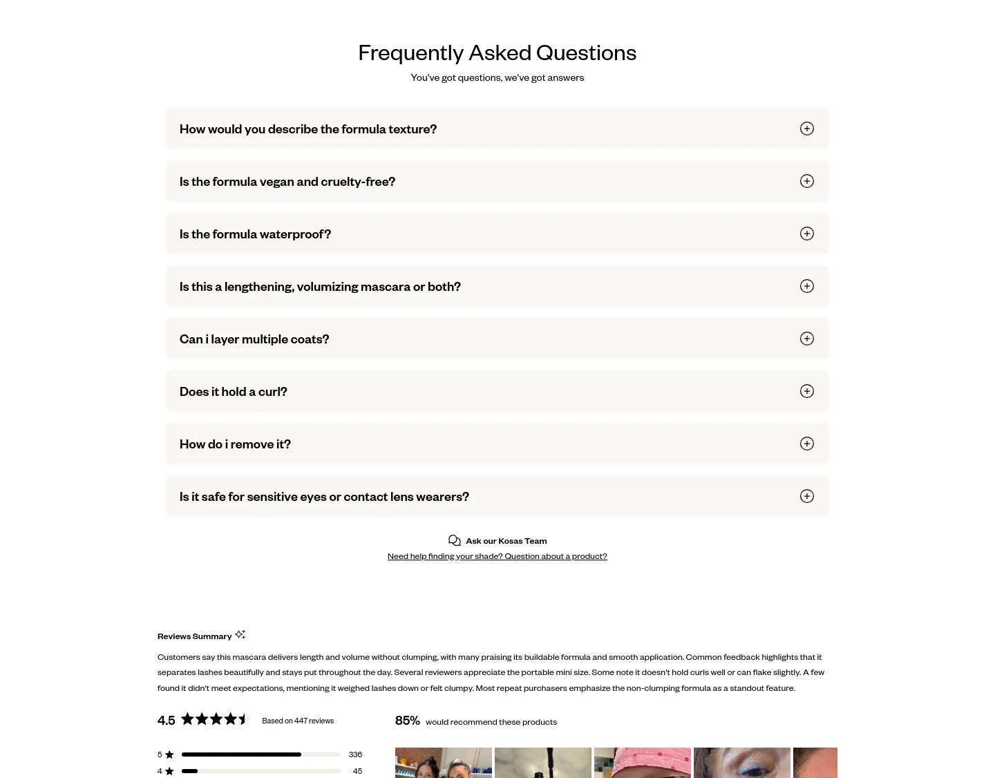 kosas.com — FAQ