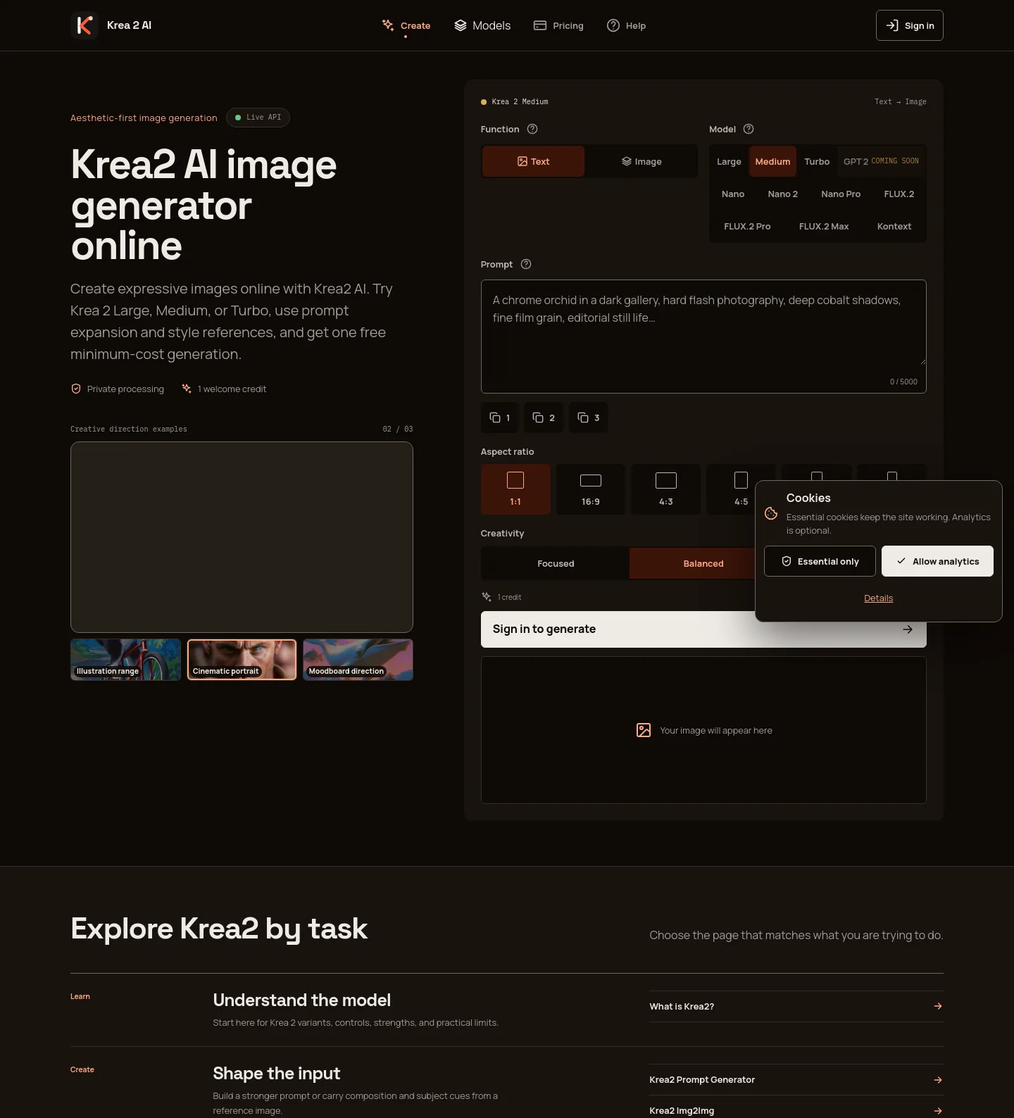 krea2.org — a measured funnel