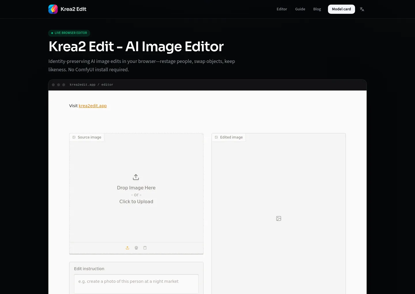 krea2edit.app — a measured funnel