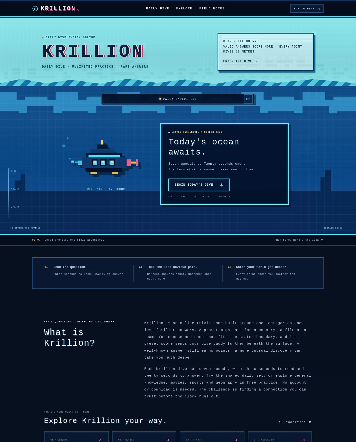 krillion.site — a measured funnel