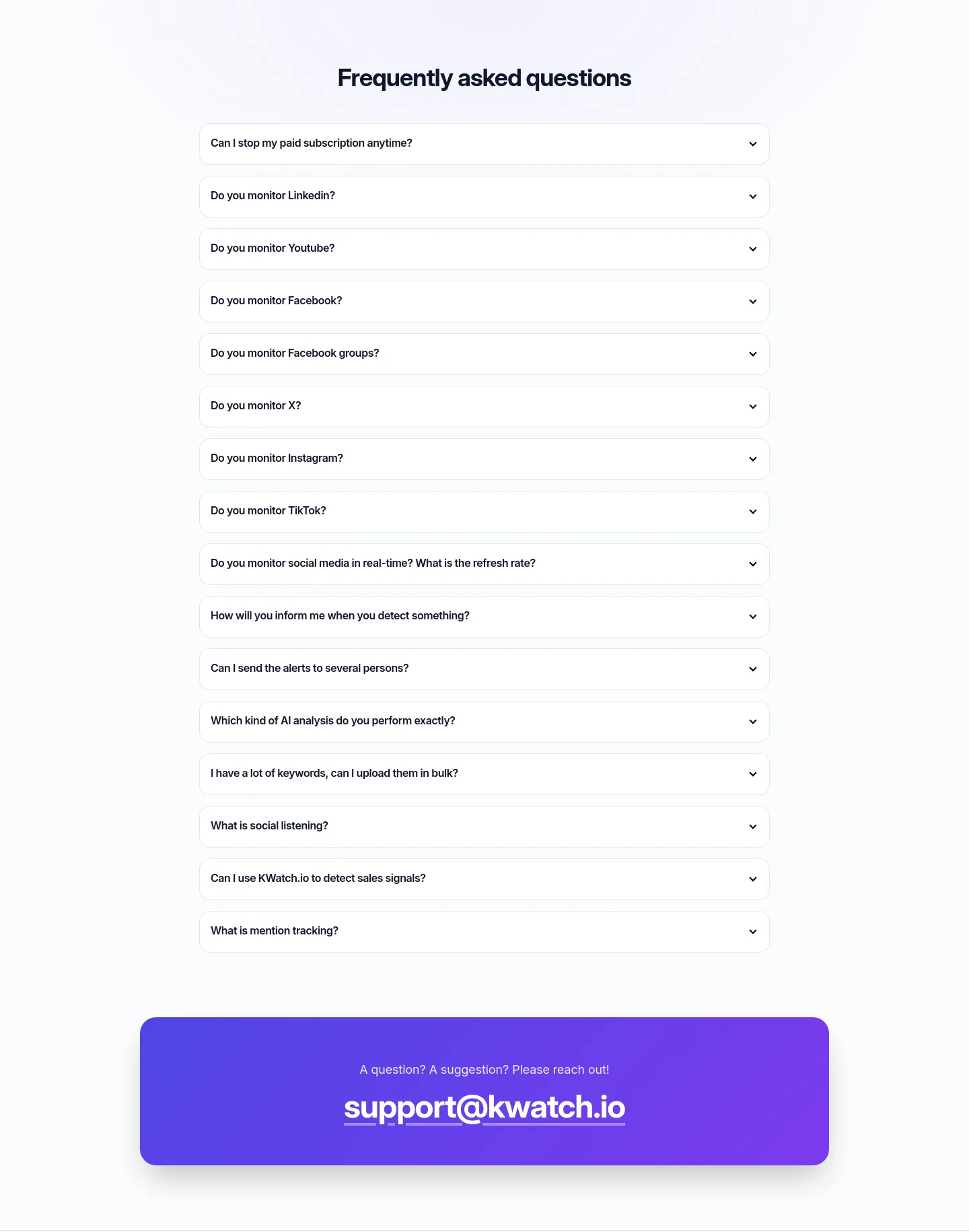 kwatch.io FAQ section