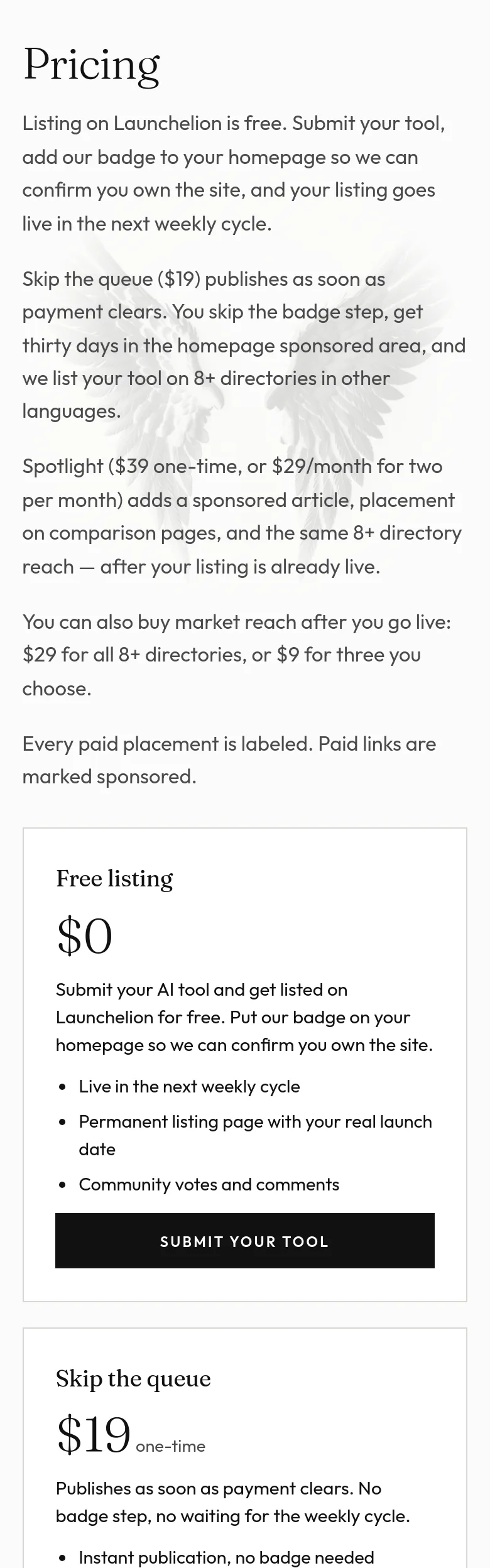 launchelion.com — Pricing