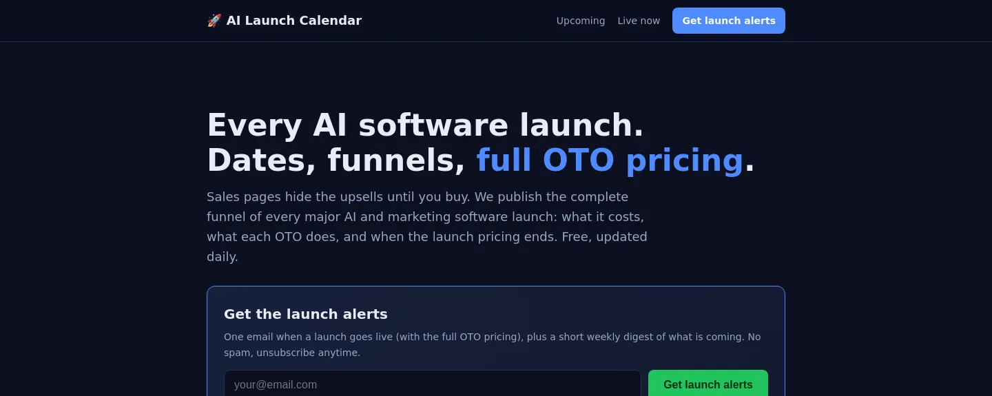 launches.otosreview.com — a measured funnel