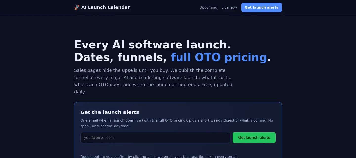 launches.otosreview.com — a measured funnel