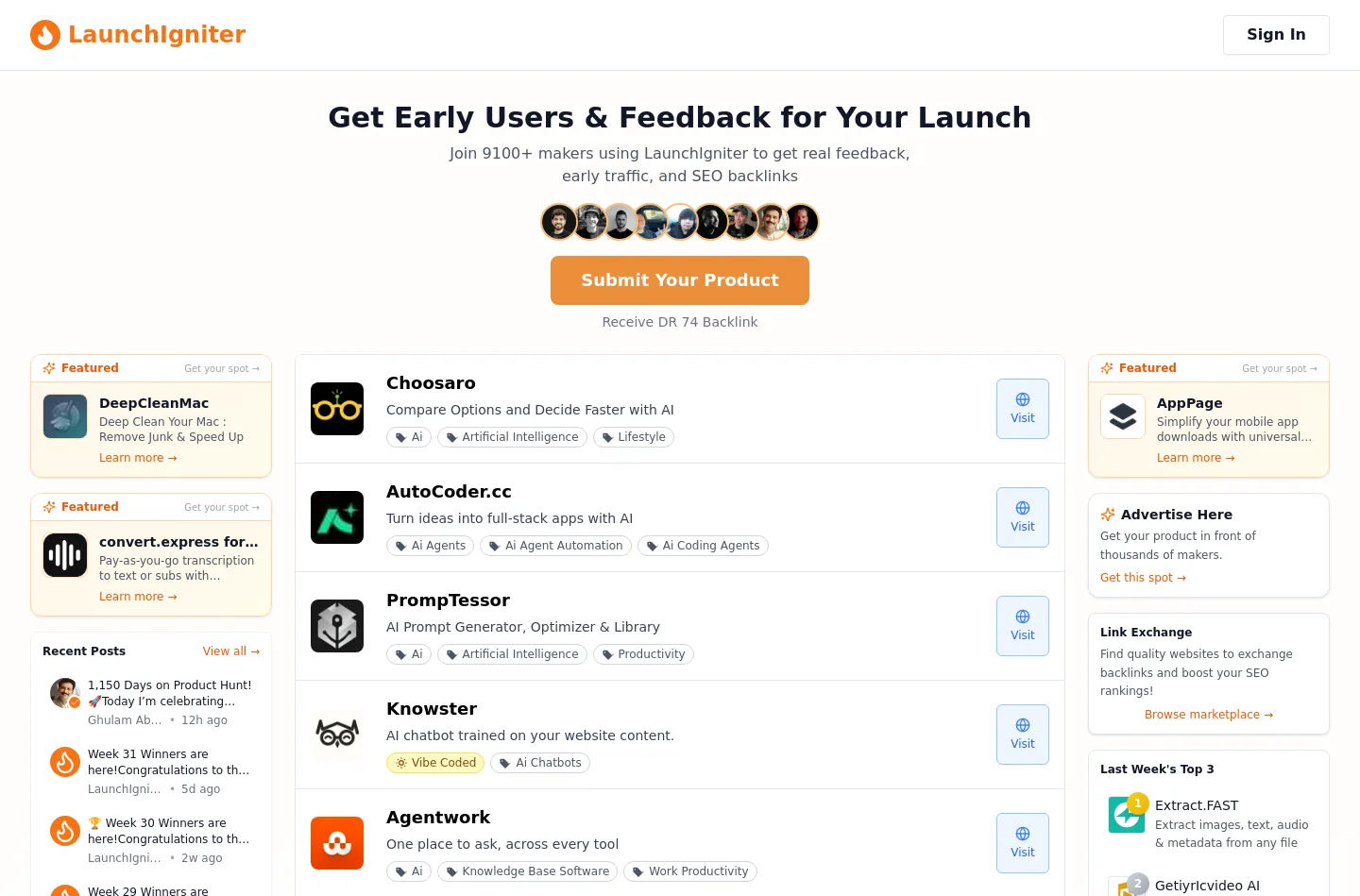 launchigniter.com — a measured funnel