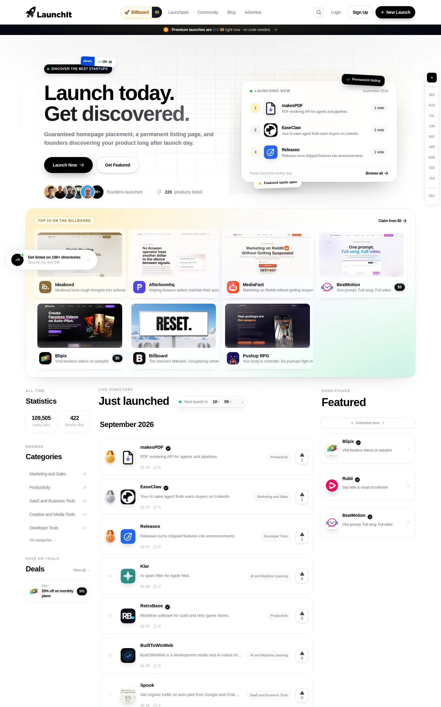 launchit.fast — Hero + Features