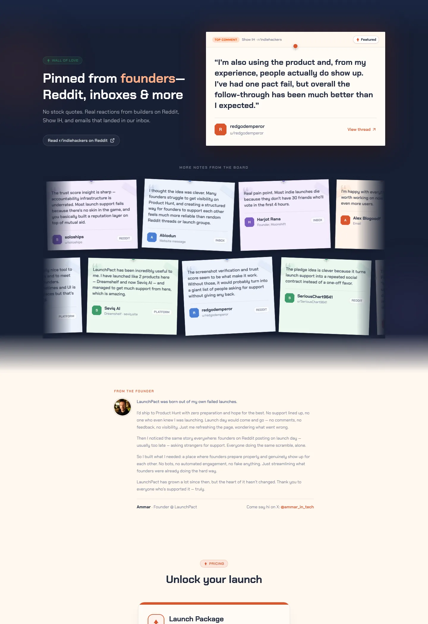 launchpact.io — a real Features section