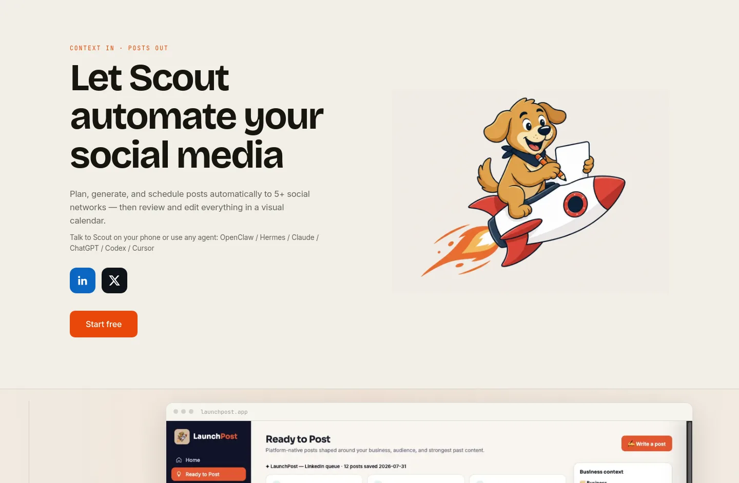 launchpost.app Hero section