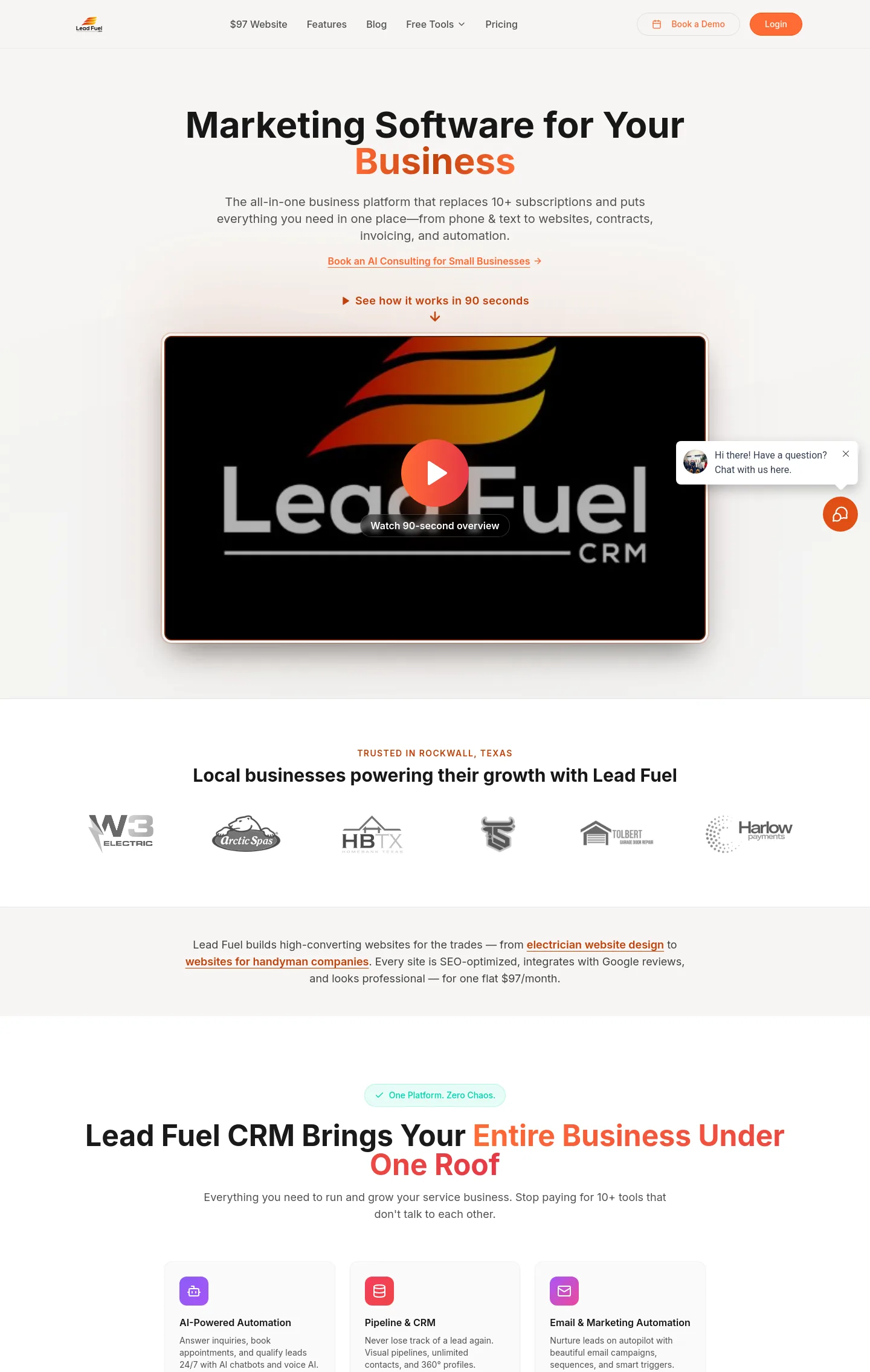 leadfuelcrm.com — a real The Objection-Handler page