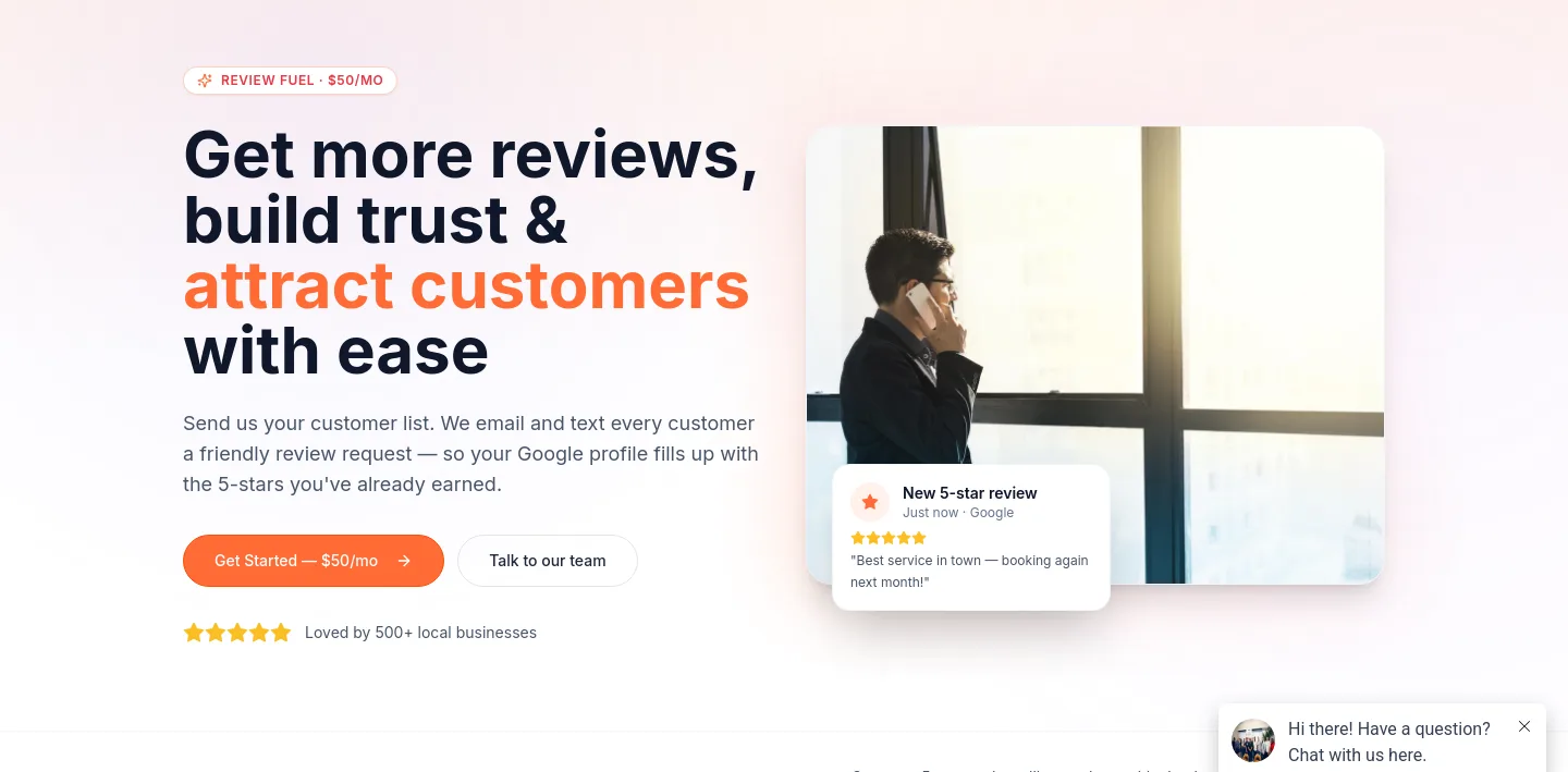 leadfuelcrm.com Hero section