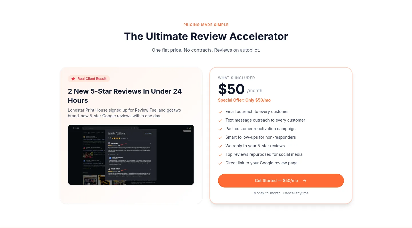 leadfuelcrm.com — a real Pricing section