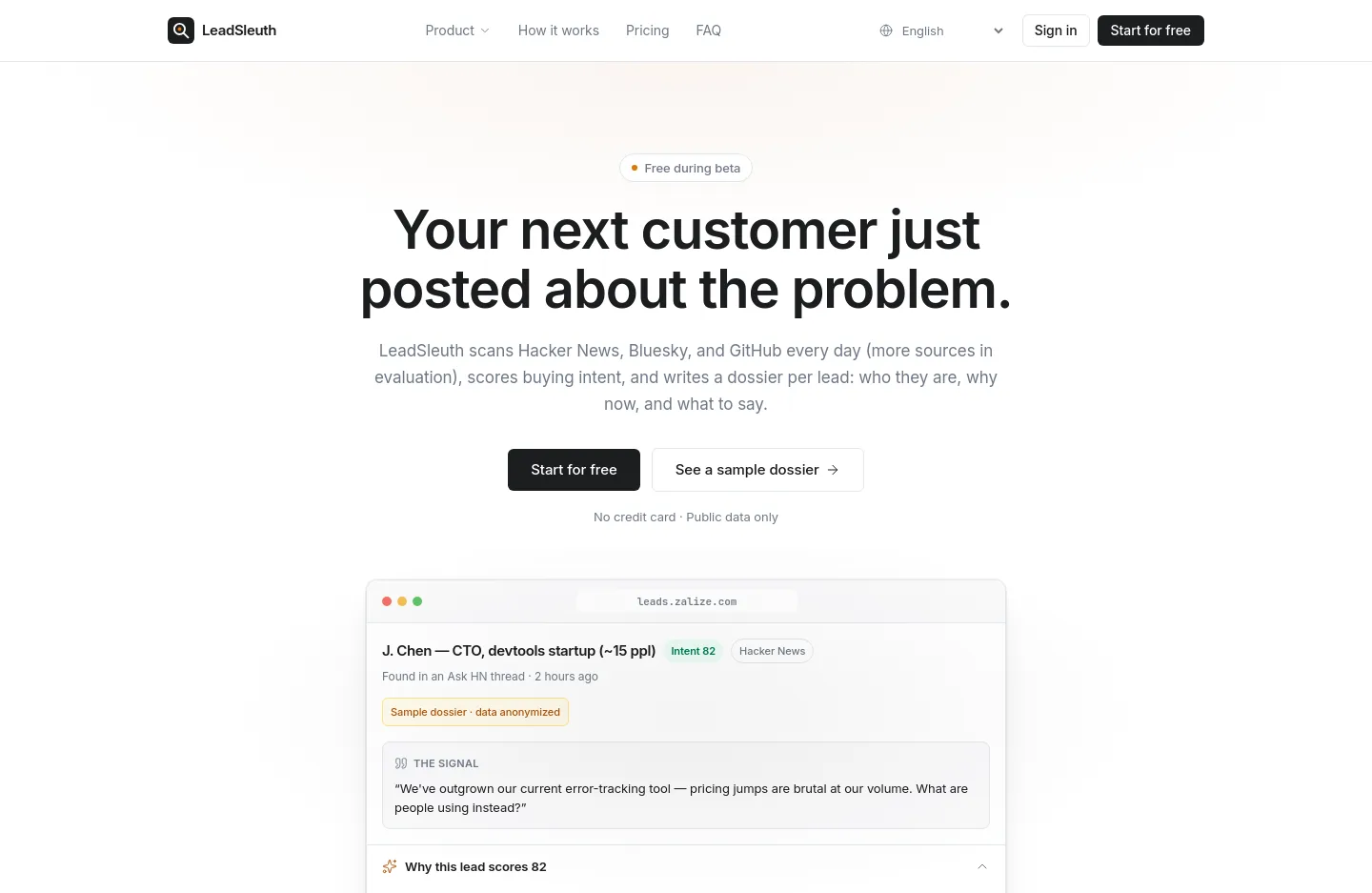 leads.zalize.com — a measured funnel