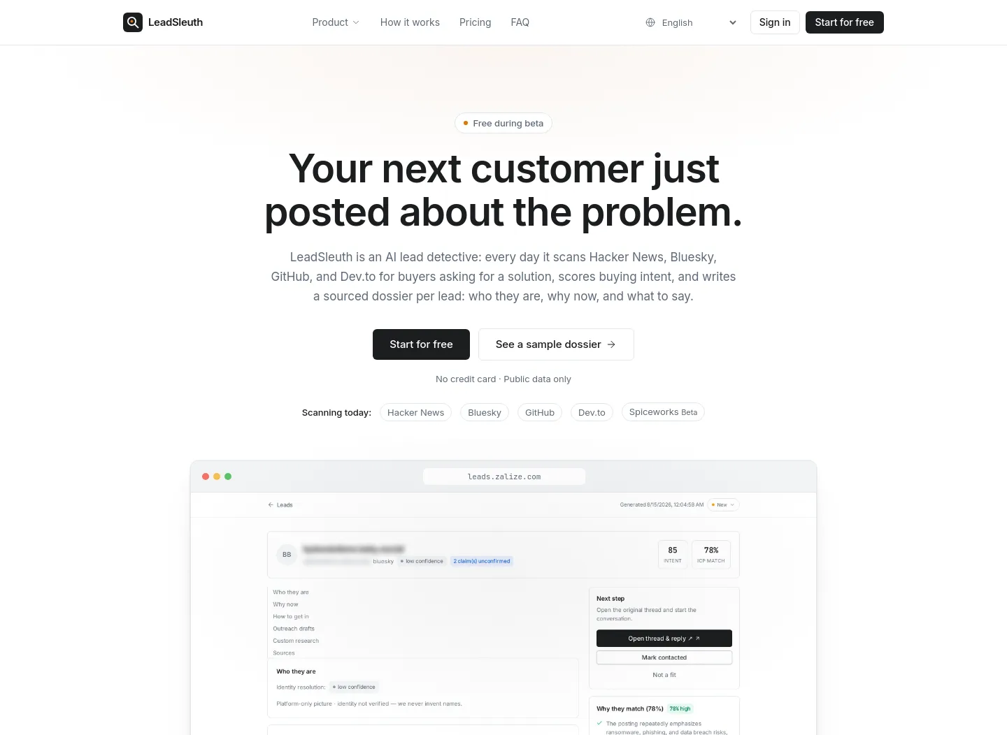 leads.zalize.com — Hero + Logo Wall + Pricing + FAQ