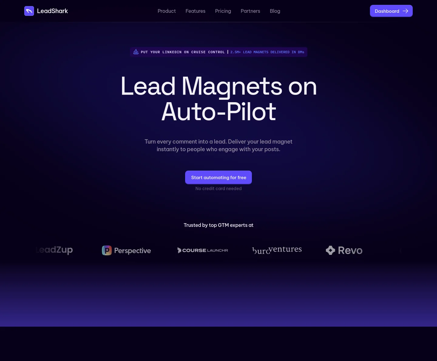 leadshark.io — a measured funnel
