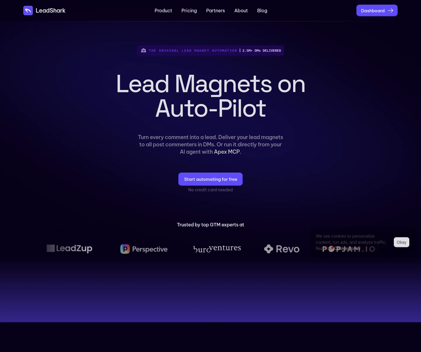leadshark.io — a measured funnel