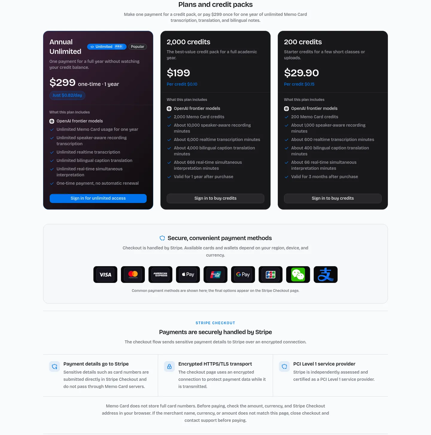 lectmate.com Pricing section