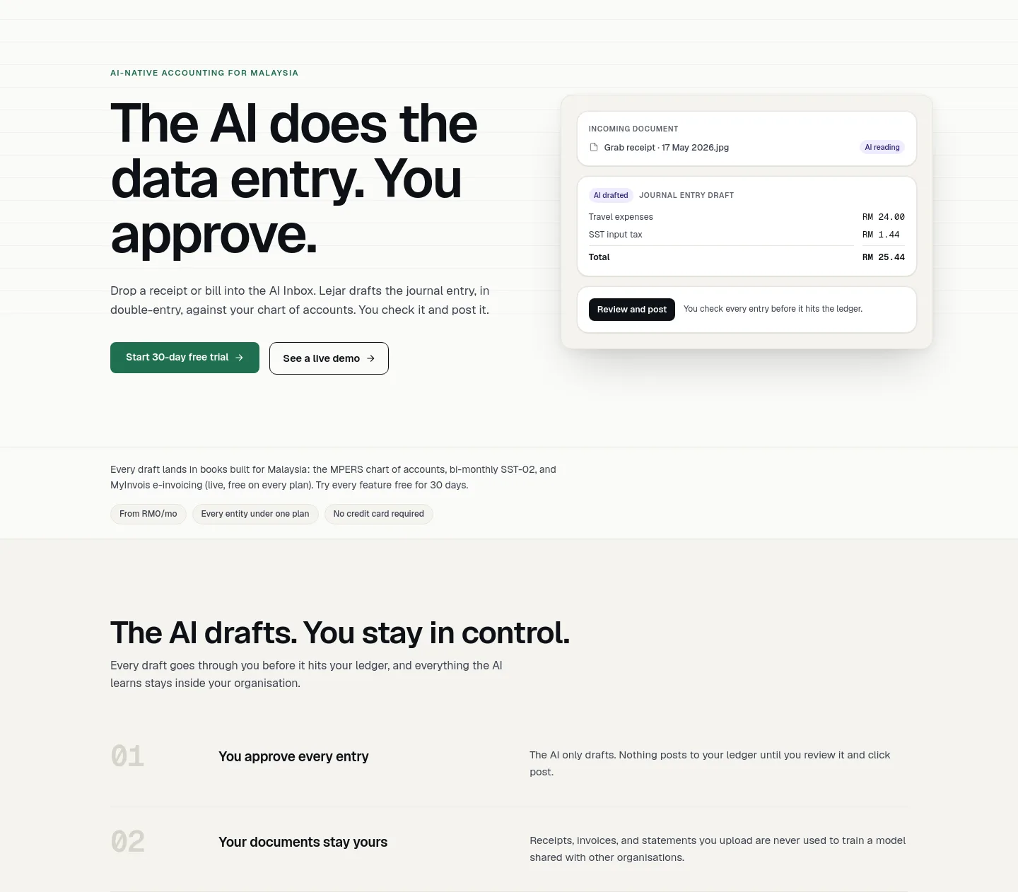 lejar.ai Hero section