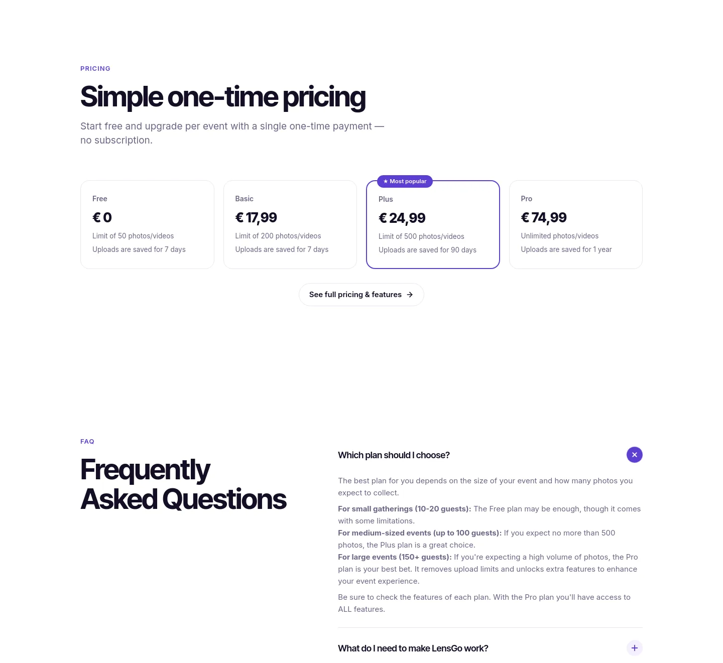 lensgo.app — a real Comparison section