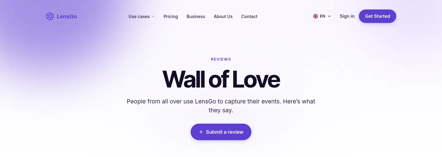lensgo.app Hero section
