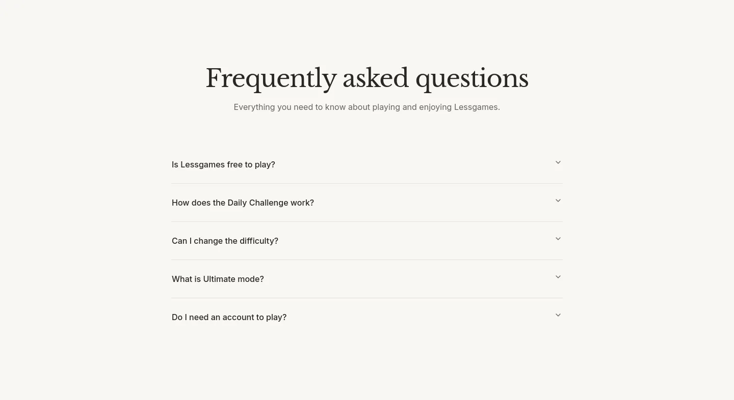 lessgames.org FAQ section