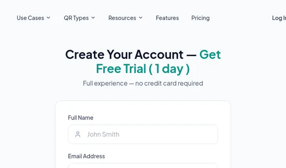 No credit card element from lifetimeqrcodes.com
