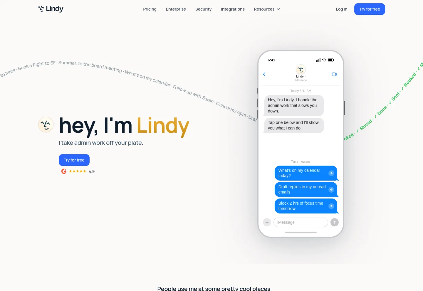 lindy.ai Hero section