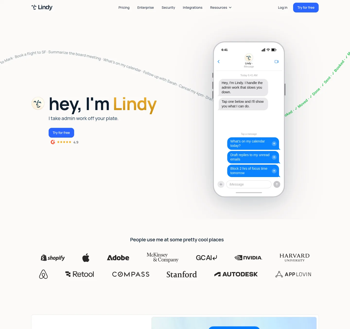 lindy.ai — a real Hero + Pricing page
